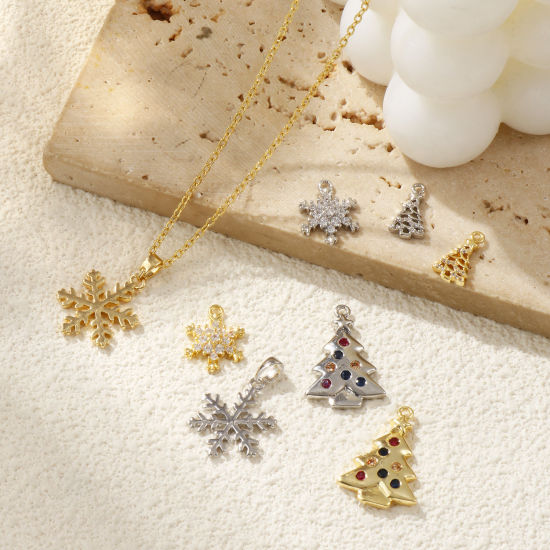 Immagine di 2 Pz Ottone + Zircone Cubico Natale Ciondoli Multicolore