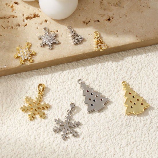 Immagine di 2 Pz Ottone + Zircone Cubico Natale Ciondoli Multicolore