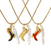 Picture of 18K Real Gold Plated Square Snake Chain Boots Pendant Charm Necklace, 304 Stainless Steel & Natural Pearl 45cm(17.7") + 5cm(2"), For Women, Enamel 3D, West Cowboy Baroque Gift, Eco-friendly PVD Vacuum Plating, 1 Piece
