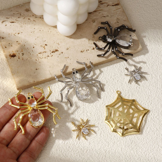 Изображение 1 ШТ Латунь+ Искусственный Циркон Подвески Разноцветный Хэллоуин Паук
