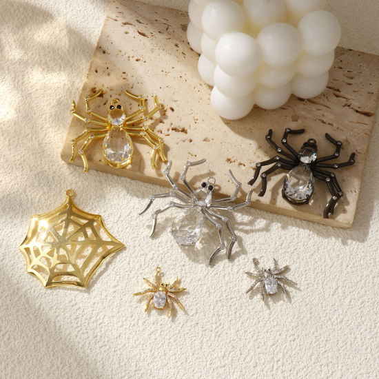 Изображение 1 ШТ Латунь+ Искусственный Циркон Подвески Разноцветный Хэллоуин Паук