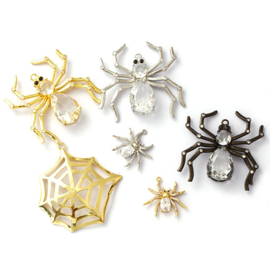Изображение 1 ШТ Латунь+ Искусственный Циркон Подвески Разноцветный Хэллоуин Паук