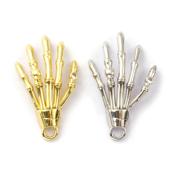 Изображение 1 ШТ Латунь Хэллоуин Подвески Разноцветный Скелет руки Трехмерный 4.8см x 3см