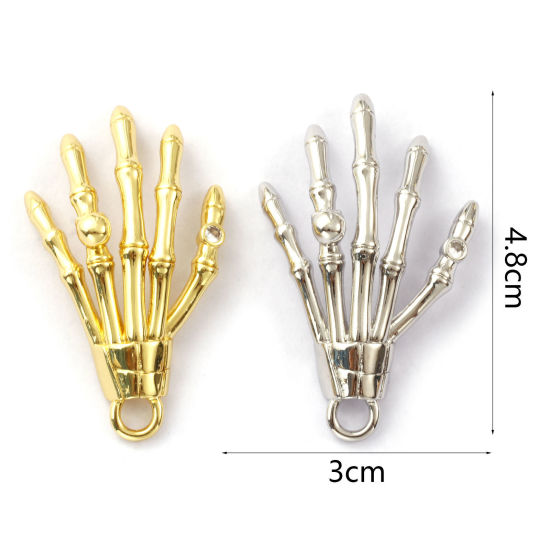 Изображение 1 ШТ Латунь Хэллоуин Подвески Разноцветный Скелет руки Трехмерный 4.8см x 3см