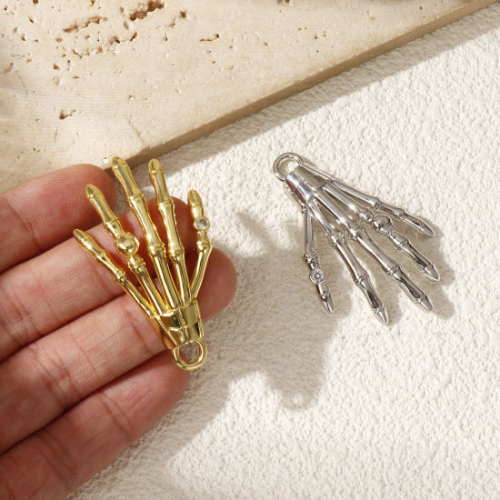 Изображение 1 ШТ Латунь Хэллоуин Подвески Разноцветный Скелет руки Трехмерный 4.8см x 3см