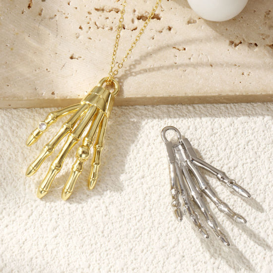 Изображение 1 ШТ Латунь Хэллоуин Подвески Разноцветный Скелет руки Трехмерный 4.8см x 3см