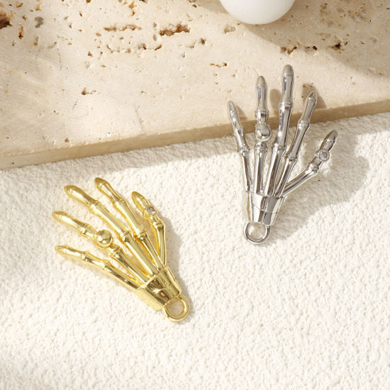 Изображение 1 ШТ Латунь Хэллоуин Подвески Разноцветный Скелет руки Трехмерный 4.8см x 3см