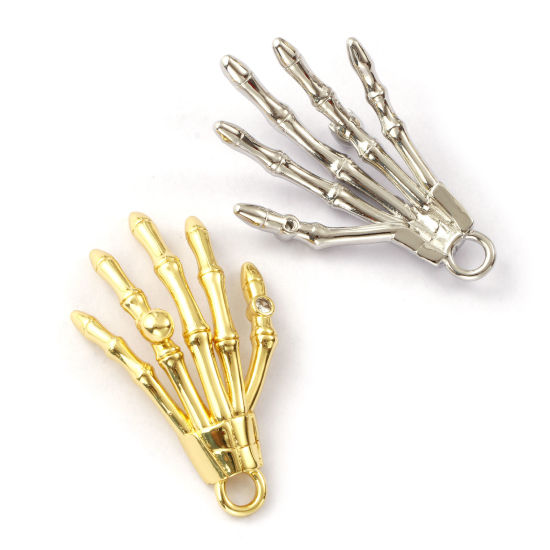 Изображение 1 ШТ Латунь Хэллоуин Подвески Разноцветный Скелет руки Трехмерный 4.8см x 3см