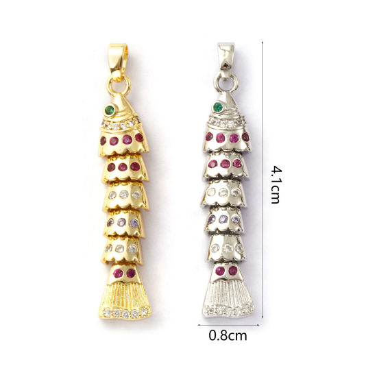 Изображение 1 ШТ Латунь Морские Украшения Подвески Разноцветный Рыба подвижный Разноцветный Искусственный Циркон 4.1см x 0.8см