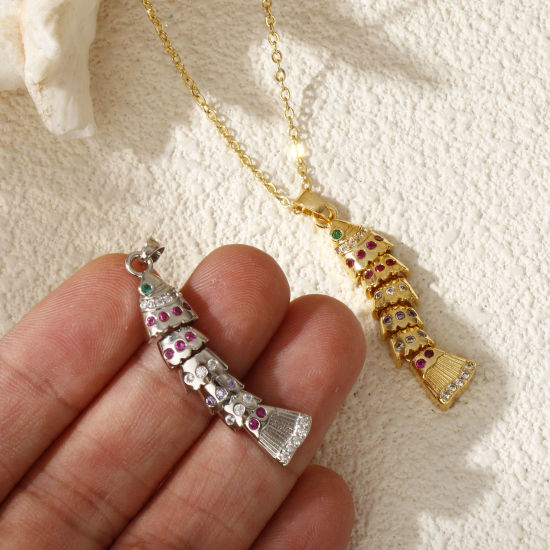 Изображение 1 ШТ Латунь Морские Украшения Подвески Разноцветный Рыба подвижный Разноцветный Искусственный Циркон 4.1см x 0.8см