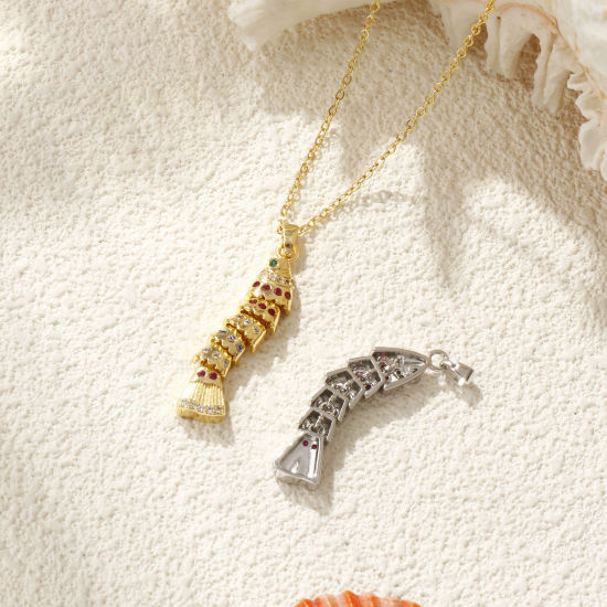 Изображение 1 ШТ Латунь Морские Украшения Подвески Разноцветный Рыба подвижный Разноцветный Искусственный Циркон 4.1см x 0.8см