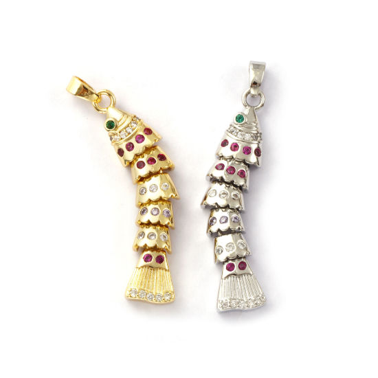 Изображение 1 ШТ Латунь Морские Украшения Подвески Разноцветный Рыба подвижный Разноцветный Искусственный Циркон 4.1см x 0.8см