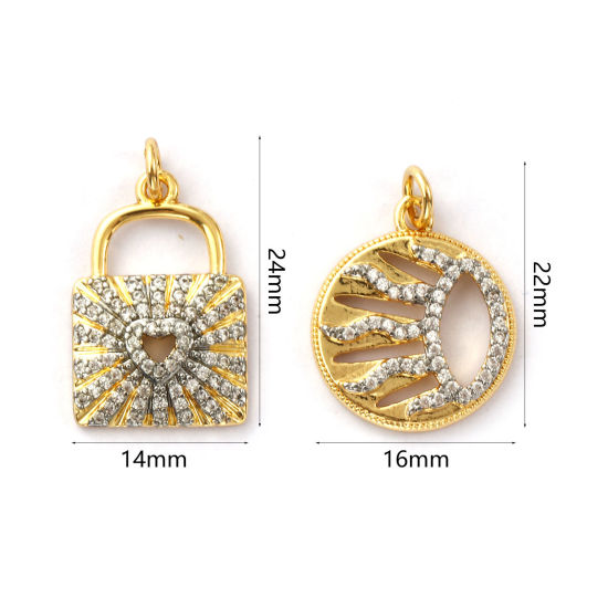 Изображение 1 ШТ Латунь галактика Подвески 18K позолоченный & Платиновым покрытием Двухцветный Прозрачный Искусственный Циркон