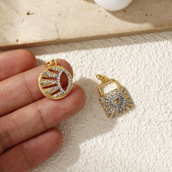 Изображение 1 ШТ Латунь галактика Подвески 18K позолоченный & Платиновым покрытием Двухцветный Прозрачный Искусственный Циркон