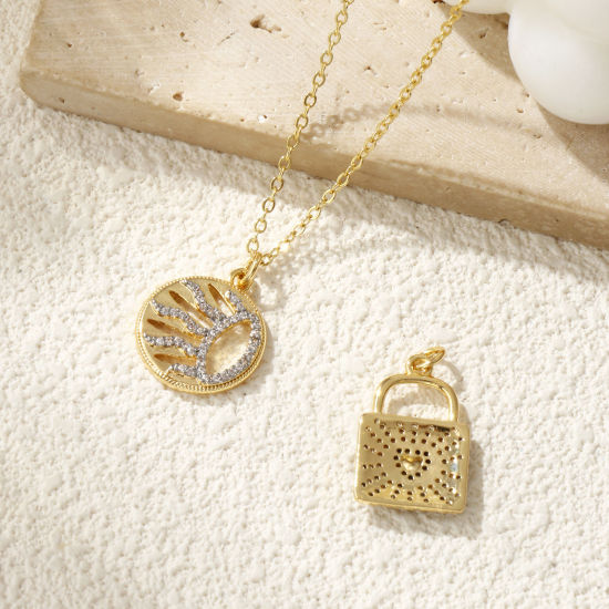 Изображение 1 ШТ Латунь галактика Подвески 18K позолоченный & Платиновым покрытием Двухцветный Прозрачный Искусственный Циркон