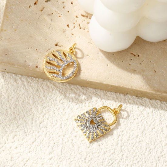 Изображение 1 ШТ Латунь галактика Подвески 18K позолоченный & Платиновым покрытием Двухцветный Прозрачный Искусственный Циркон