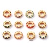 Picture of Eco-friendly Brass Birthstone Spacer Beads For DIY Bracelet Jewelry Making Findings 14K Real Gold Plated Round Multicolour Cubic Zirconia 10mm Dia., Hole: Approx 4.8mm