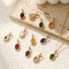Picture of Eco-friendly Brass & Cubic Zirconia Birthstone Charms 14K Real Gold Plated Oval 18mm x 8mm