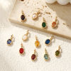Picture of Eco-friendly Brass & Cubic Zirconia Birthstone Charms 14K Real Gold Plated Oval 18mm x 8mm