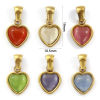 Picture of Eco-friendly PVD Vacuum Plating 304 Stainless Steel Valentine's Day Charm Pendant 18K Real Gold Plated Heart Cat's Eye Imitation 19mm x 10.5mm