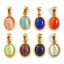 Picture of Eco-friendly PVD Vacuum Plating 304 Stainless Steel Charm Pendant 18K Real Gold Plated Oval Cat's Eye Imitation 21mm x 10.5mm