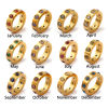Picture of Eco-friendly PVD Vacuum Plating 304 Stainless Steel & Cubic Zirconia Birthstone Charms 18K Real Gold Plated Circle Ring 14mm Dia.