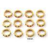 Picture of Eco-friendly PVD Vacuum Plating 304 Stainless Steel & Cubic Zirconia Birthstone Charms 18K Real Gold Plated Circle Ring 14mm Dia.