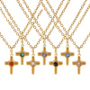 Picture of 18K Real Gold Plated Link Cable Chain Cross Pendant Charm Necklace, 304 Stainless Steel & Rhinestone 45cm(17.7") + 5cm(2"), For Women, Religious Stylish Gift, Eco-friendly PVD Vacuum Plating