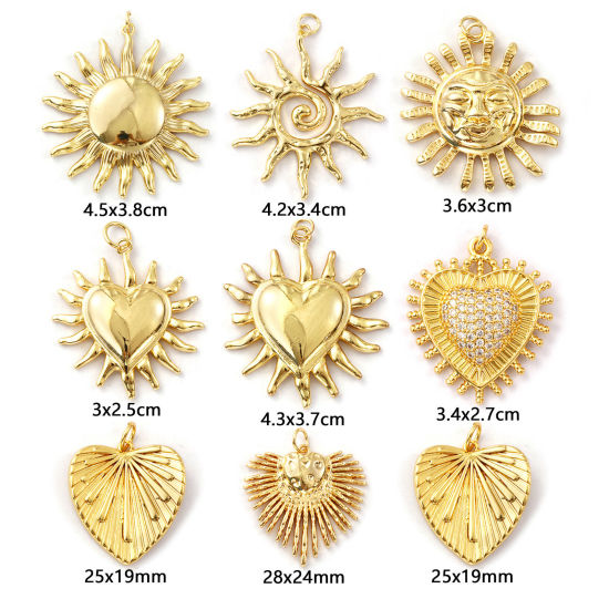 Immagine di 1 Pz Ecologico Ottone Ciondoli Pendenti 18K Vero Oro Placcato Ex Voto Cuore