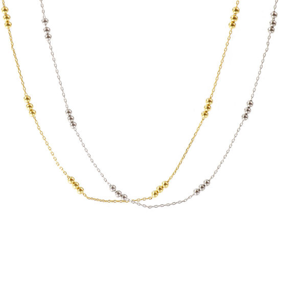 Picture of Real Gold Plated Link Cable Chain Necklace, Brass 40cm(15.7") + 5cm(2"), For Women, Minimalist Exquisite Gift, Eco-friendly