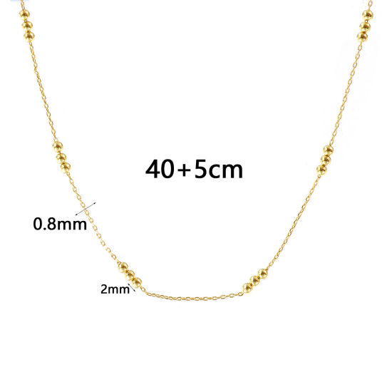 Picture of Real Gold Plated Link Cable Chain Necklace, Brass 40cm(15.7") + 5cm(2"), For Women, Minimalist Exquisite Gift, Eco-friendly