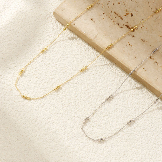 Picture of Real Gold Plated Link Cable Chain Necklace, Brass 40cm(15.7") + 5cm(2"), For Women, Minimalist Exquisite Gift, Eco-friendly