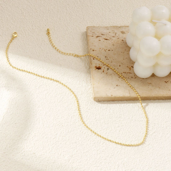 Bild von Echtgold plattiert Kugelkette Kette Halskette, Messing 40cm + 5cm, Für Frauen, Sternenstaub, Minimalistisch Exquisit Geschenk, Umweltfreundlich