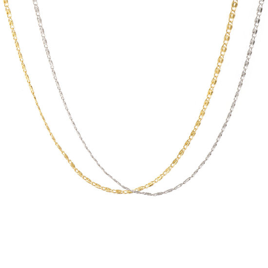 Bild von Echtgold plattiert S-Panzerkette Kette Halskette, Messing 40cm + 5cm, Für Frauen, Minimalistisch Exquisit Geschenk, Umweltfreundlich