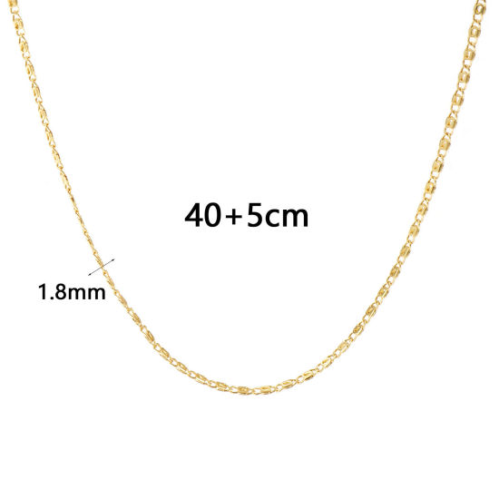 Bild von Echtgold plattiert S-Panzerkette Kette Halskette, Messing 40cm + 5cm, Für Frauen, Minimalistisch Exquisit Geschenk, Umweltfreundlich