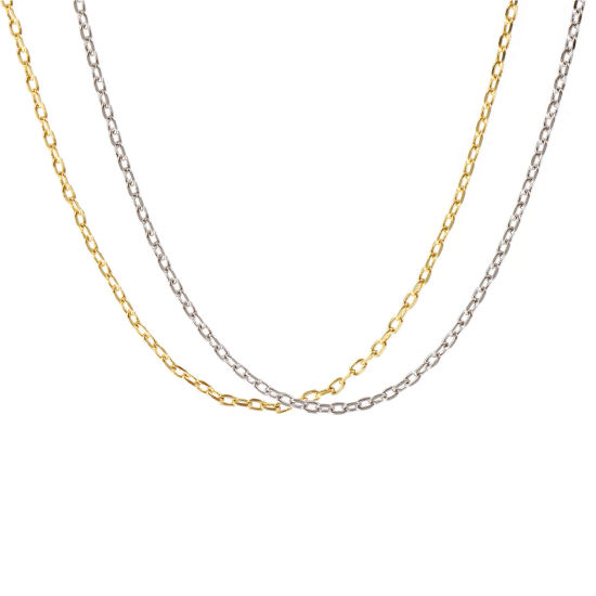 Picture of Real Gold Plated Link Cable Chain Necklace, Brass 40cm(15.7") + 5cm(2"), For Women, Minimalist Exquisite Gift, Eco-friendly