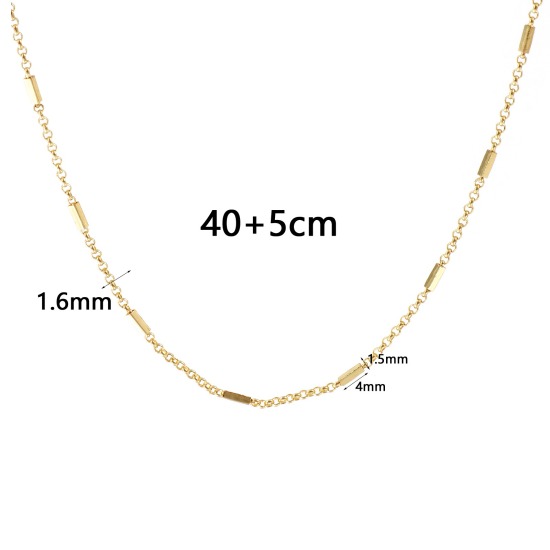 Picture of Real Gold Plated Link Chain Necklace, Brass 40cm(15.7") + 5cm(2"), For Women, Minimalist Exquisite Gift, Eco-friendly