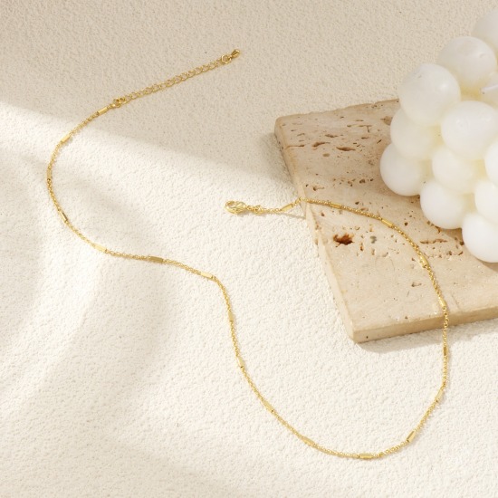 Picture of Real Gold Plated Link Chain Necklace, Brass 40cm(15.7") + 5cm(2"), For Women, Minimalist Exquisite Gift, Eco-friendly