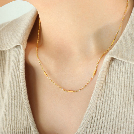 Picture of Real Gold Plated Link Chain Necklace, Brass 40cm(15.7") + 5cm(2"), For Women, Minimalist Exquisite Gift, Eco-friendly