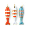 Picture of Eco-friendly Brass Charms 18K Real Gold Plated Enamel Fish Animal Stripe 27mm x 6.5mm
