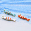 Picture of Eco-friendly Brass Charms 18K Real Gold Plated Enamel Fish Animal Stripe 27mm x 6.5mm