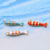 Picture of Eco-friendly Brass Charms 18K Real Gold Plated Enamel Fish Animal Stripe 27mm x 6.5mm