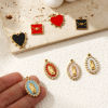 Picture of Eco-friendly PVD Vacuum Plating 304 Stainless Steel & Cubic Zirconia Charms 18K Real Gold Plated Enamel