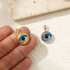 Picture of Eco-friendly Brass Charm Pendant Real Gold Plated Blue Round Eye 20mm x 13mm