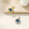 Picture of Eco-friendly Brass Charm Pendant Real Gold Plated Blue Round Eye 20mm x 13mm