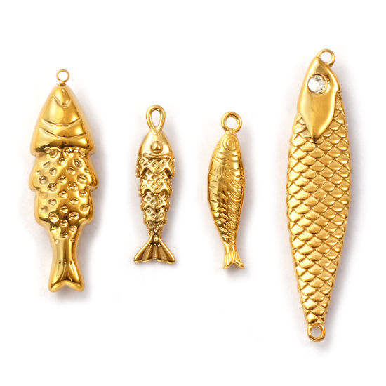 Picture of Eco-friendly PVD Vacuum Plating 304 Stainless Steel Ocean Jewelry Charms 18K Real Gold Plated Fish Animal 3D
