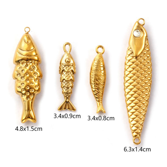 Picture of Eco-friendly PVD Vacuum Plating 304 Stainless Steel Ocean Jewelry Charms 18K Real Gold Plated Fish Animal 3D