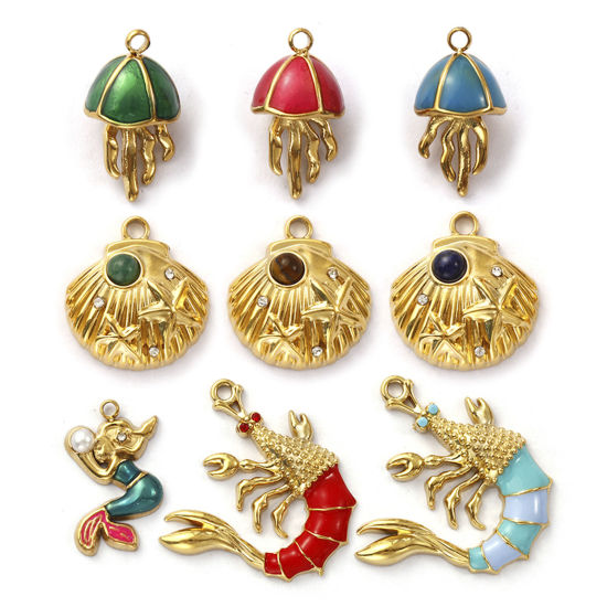 Immagine di 1 Pz Placcatura Sottovuoto PVD Ecologica 304 Acciaio Inossidabile Ciondoli 18K Vero Oro Placcato