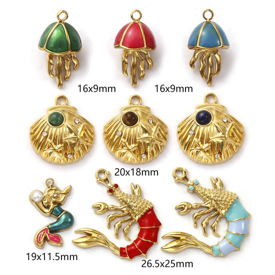 Immagine di 1 Pz Placcatura Sottovuoto PVD Ecologica 304 Acciaio Inossidabile Ciondoli 18K Vero Oro Placcato