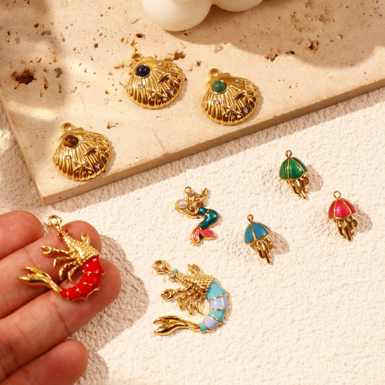 Immagine di 1 Pz Placcatura Sottovuoto PVD Ecologica 304 Acciaio Inossidabile Ciondoli 18K Vero Oro Placcato